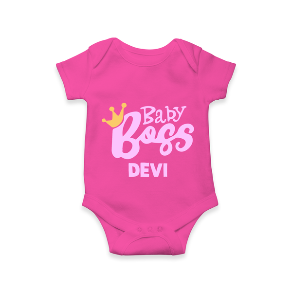 Baby Boss Girl Personalized Romper  - HOT PINK - New Born (Chest 14")