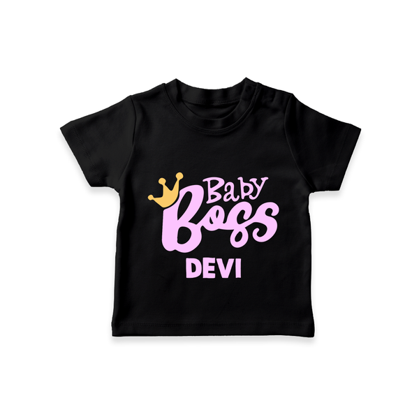 Baby Boss Girl Personalized TShirt  - BLACK - 0-5 Months Old (Chest 17")