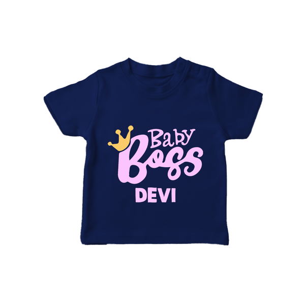 Baby Boss Girl Personalized TShirt  - NAVY BLUE - 0-5 Months Old (Chest 17")