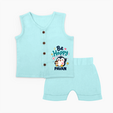 Be Happy Penguin Personalized Jabla Set - BABY BLUE - 0 - 3 Months Old (Chest 9.8")