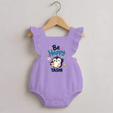 Be Happy Penguin Personalized Romper Frock - LILAC - 0 - 3 Months Old (Chest 19")