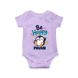 Be Happy Penguin Personalized Romper - LILAC - New Born (Chest 14")