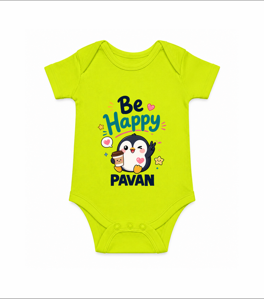 Be Happy Penguin Personalized Romper