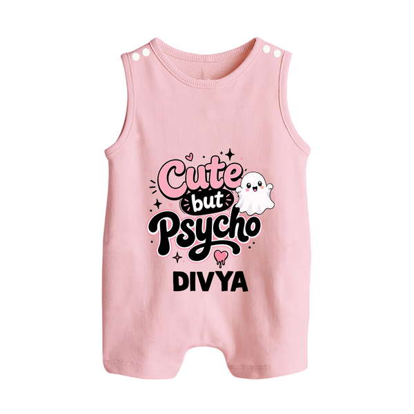 Cute But Psycho Personalized Button Romper - BABY PINK - New Born (Chest 18")
