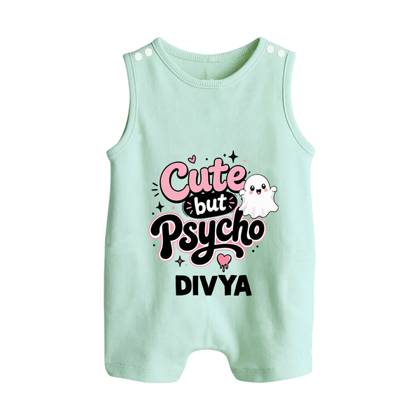 Cute But Psycho Personalized Button Romper - MINT GREEN - New Born (Chest 18")