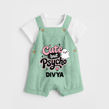 Cute But Psycho Personalized Dungaree - MINT GREEN - 0 - 5 Months Old (Chest 18")
