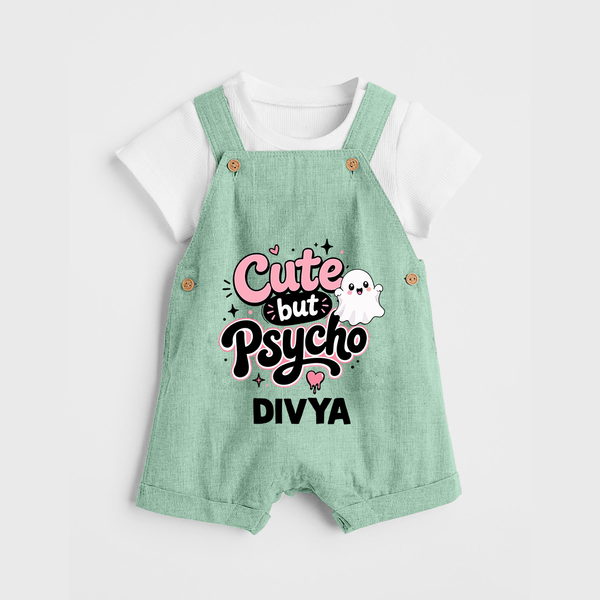 Cute But Psycho Personalized Dungaree - MINT GREEN - 0 - 5 Months Old (Chest 18")