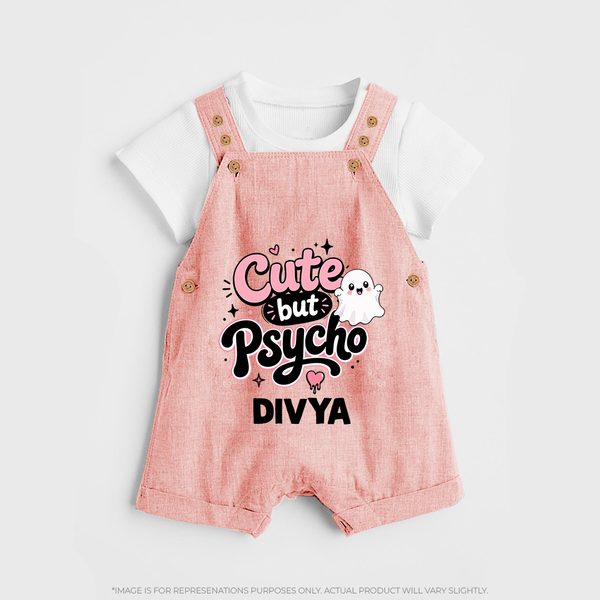 Cute But Psycho Personalized Dungaree - PEACH - 0 - 5 Months Old (Chest 18")