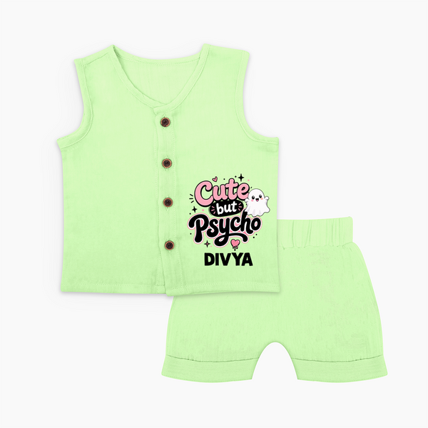 Cute But Psycho Personalized Jabla Set - PASTEL GREEN - 0 - 3 Months Old (Chest 9.8")