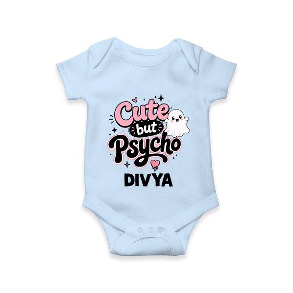 Cute But Psycho Personalized Romper - BABY BLUE - New Born (Chest 14")