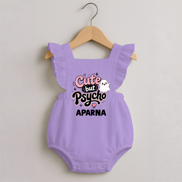 Cute But Psycho Personalized Romper Frock - LILAC - 0 - 3 Months Old (Chest 19")
