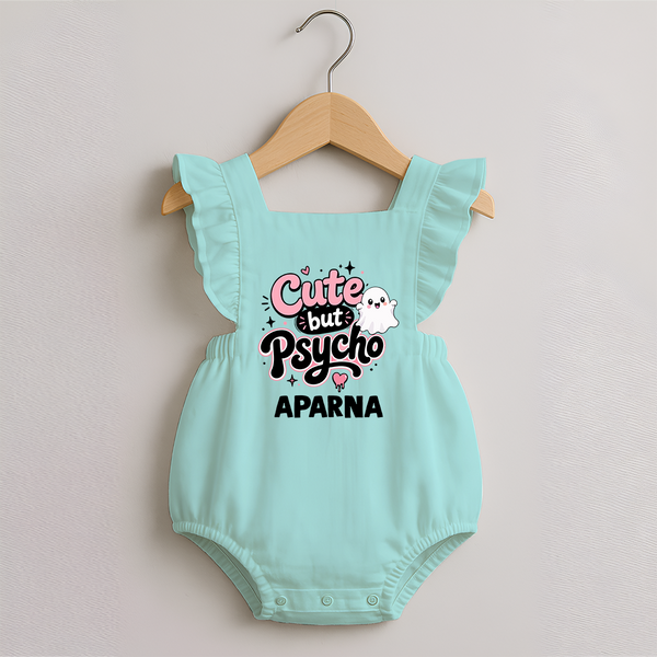 Cute But Psycho Personalized Romper Frock - MINT GREEN - 0 - 3 Months Old (Chest 19")