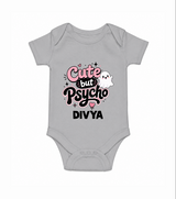 Cute But Psycho Personalized Romper - GREY - New Born (Chest 14")