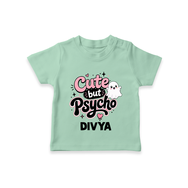 Cute But Psycho Personalized TShirt - MINT GREEN - 0-5 Months Old (Chest 17")