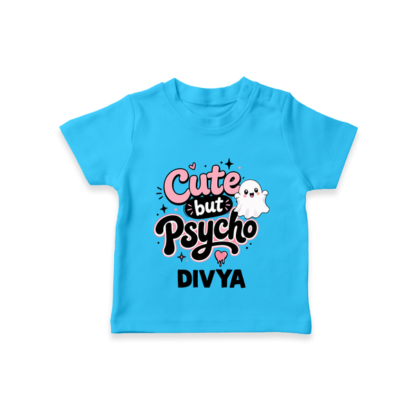 Cute But Psycho Personalized TShirt - SKY BLUE - 0-5 Months Old (Chest 17")