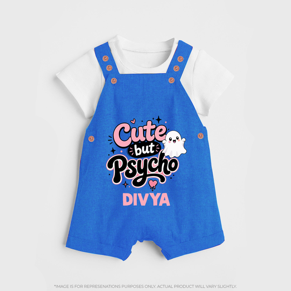 Cute But Psycho Personalized Dungaree - COBALT BLUE - 0 - 5 Months Old (Chest 18")