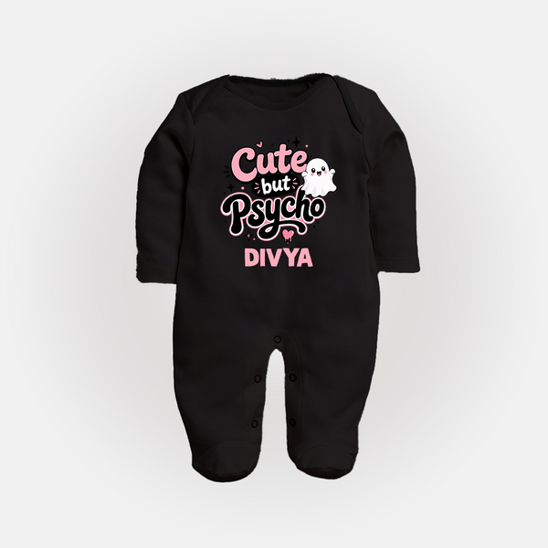 Cute But Psycho Personalized Full Body Suit - BLACK - New Born (Chest 7.5")