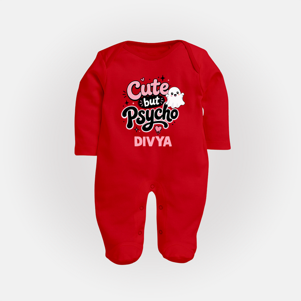 Cute But Psycho Personalized Full Body Suit - RED - New Born (Chest 7.5")