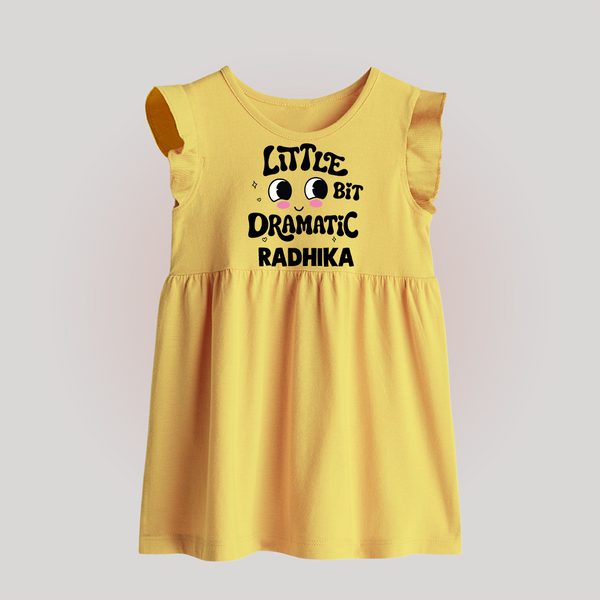 Little Bit Dramatic Personalized Baby Frock - PASTEL YELLOW - 0 - 3 Months Old (Chest 17")