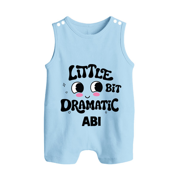 Little Bit Dramatic Personalized Button Romper - BABY BLUE - New Born (Chest 18")