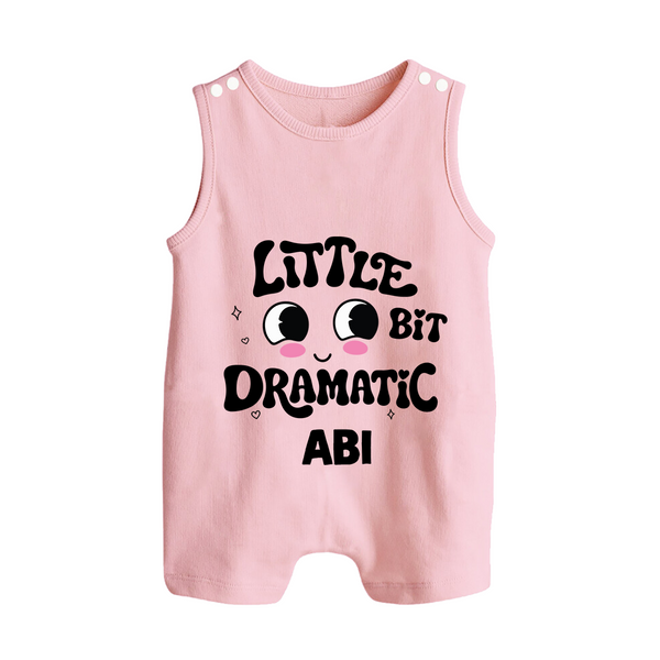 Little Bit Dramatic Personalized Button Romper - BABY PINK - New Born (Chest 18")