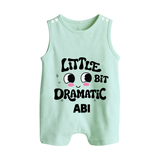 Little Bit Dramatic Personalized Button Romper - MINT GREEN - New Born (Chest 18")