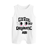 Little Bit Dramatic Personalized Button Romper - WHITE - New Born (Chest 18")