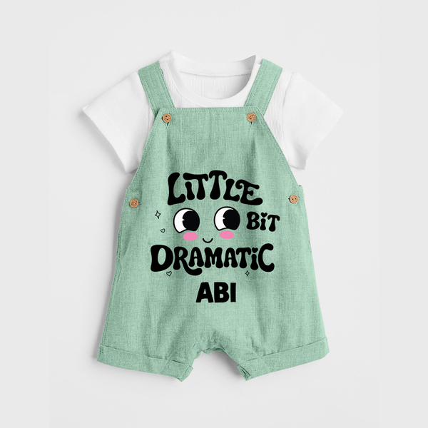 Little Bit Dramatic Personalized Dungaree - MINT GREEN - 0 - 5 Months Old (Chest 18")