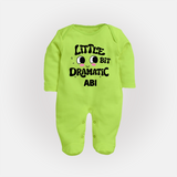 Little Bit Dramatic Personalized Full Body Suit - LIME GREEN - New Born (Chest 7.5")