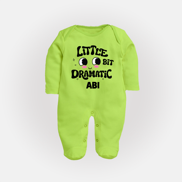 Little Bit Dramatic Personalized Full Body Suit - LIME GREEN - New Born (Chest 7.5")