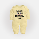 Little Bit Dramatic Personalized Full Body Suit - PASTEL YELLOW - New Born (Chest 7.5")