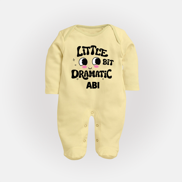 Little Bit Dramatic Personalized Full Body Suit - PASTEL YELLOW - New Born (Chest 7.5")
