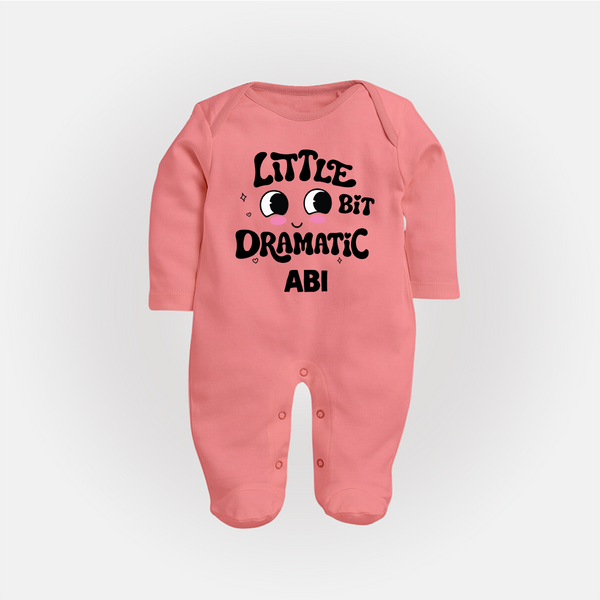 Little Bit Dramatic Personalized Full Body Suit - PEACH - New Born (Chest 7.5")
