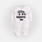 Little Bit Dramatic Personalized Full Body Suit - WHITE - New Born (Chest 7.5")
