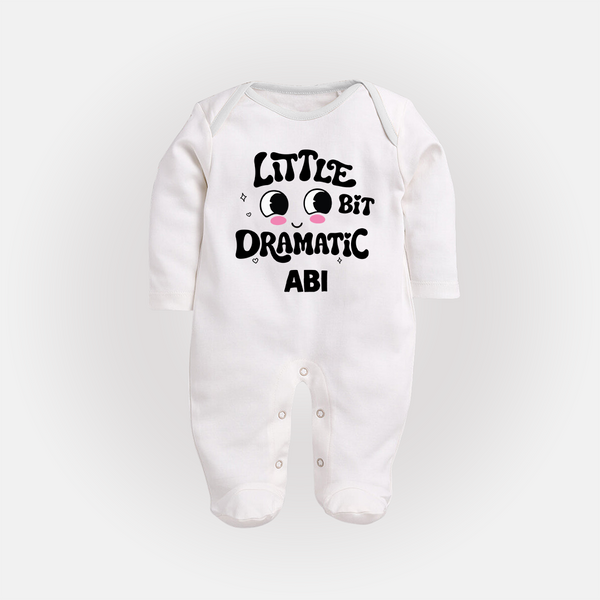 Little Bit Dramatic Personalized Full Body Suit - WHITE - New Born (Chest 7.5")
