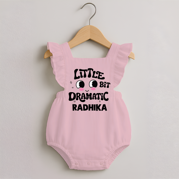 Little Bit Dramatic Personalized Romper Frock - BABY PINK - 0 - 3 Months Old (Chest 19")