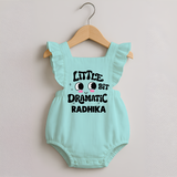 Little Bit Dramatic Personalized Romper Frock - MINT GREEN - 0 - 3 Months Old (Chest 19")