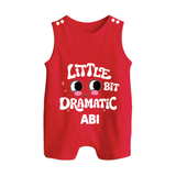 Little Bit Dramatic Personalized Button Romper - RED - New Born (Chest 18")