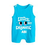 Little Bit Dramatic Personalized Button Romper - SKY BLUE - New Born (Chest 18")