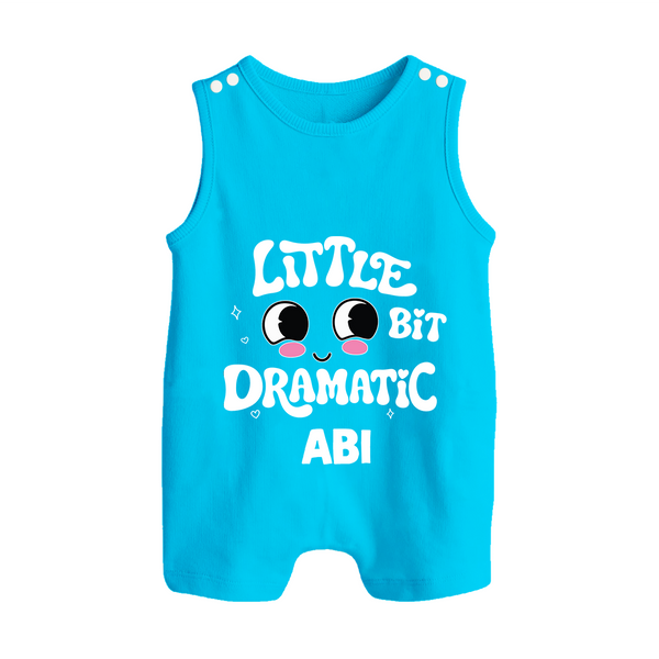 Little Bit Dramatic Personalized Button Romper - SKY BLUE - New Born (Chest 18")
