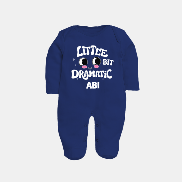 Little Bit Dramatic Personalized Full Body Suit - NAVY BLUE - New Born (Chest 7.5")