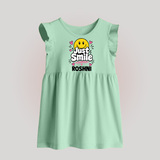 Just Smile Personalized Baby Frock - MINT GREEN - 0 - 3 Months Old (Chest 17")