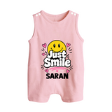 Just Smile Personalized Button Romper - BABY PINK - New Born (Chest 18")