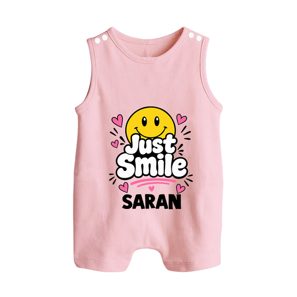 Just Smile Personalized Button Romper - BABY PINK - New Born (Chest 18")