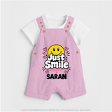 Just Smile Personalized Dungaree - BABY PINK - 0 - 5 Months Old (Chest 18")