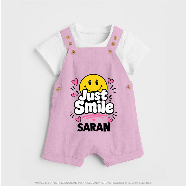 Just Smile Personalized Dungaree - BABY PINK - 0 - 5 Months Old (Chest 18")