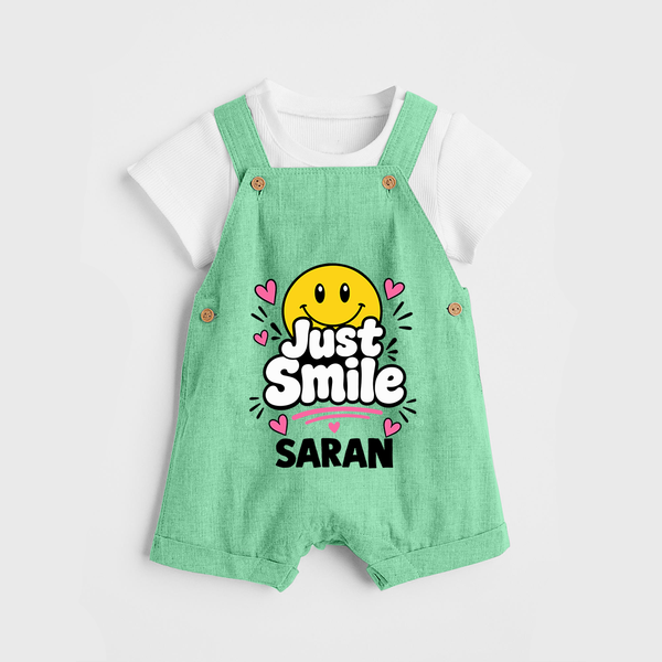 Just Smile Personalized Dungaree - GREEN - 0 - 5 Months Old (Chest 18")