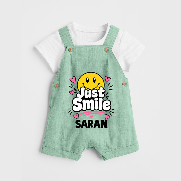 Just Smile Personalized Dungaree - MINT GREEN - 0 - 5 Months Old (Chest 18")