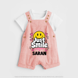 Just Smile Personalized Dungaree - PEACH - 0 - 5 Months Old (Chest 18")