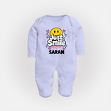 Just Smile Personalized Full Body Suit - BABY BLUE - New Born (Chest 7.5")